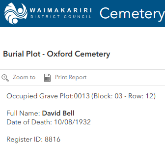Bell David - WDC Cemeteries Search